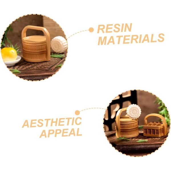 Set 6 Mini Cesti Bambù in Resina per Decorazioni Micro Paesaggi e Case delle Bambole