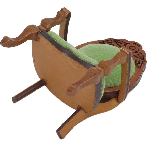 Sedia Miniatura Retrò 1:12 in Betulla e Tessuto per Case delle Bambole e Decorazioni