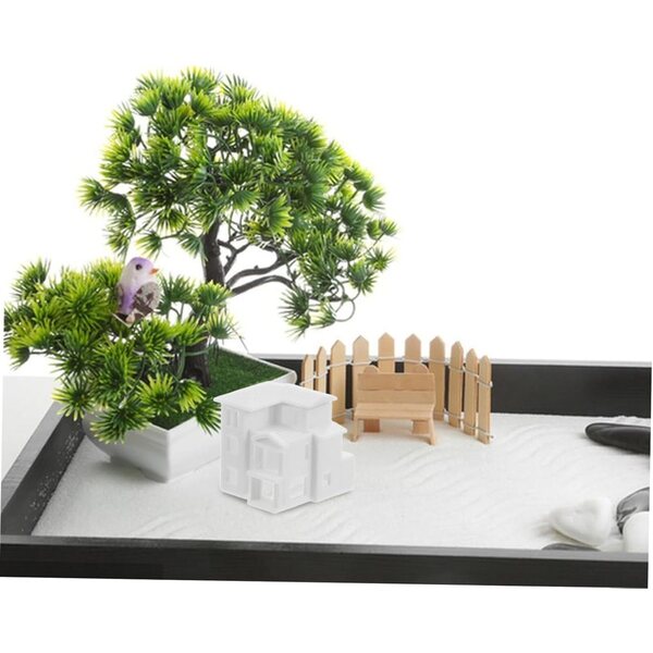 Miniatura Villa Realistica in Plastica Bianco per Decorazioni e Sandpit 2,6x2,5 cm