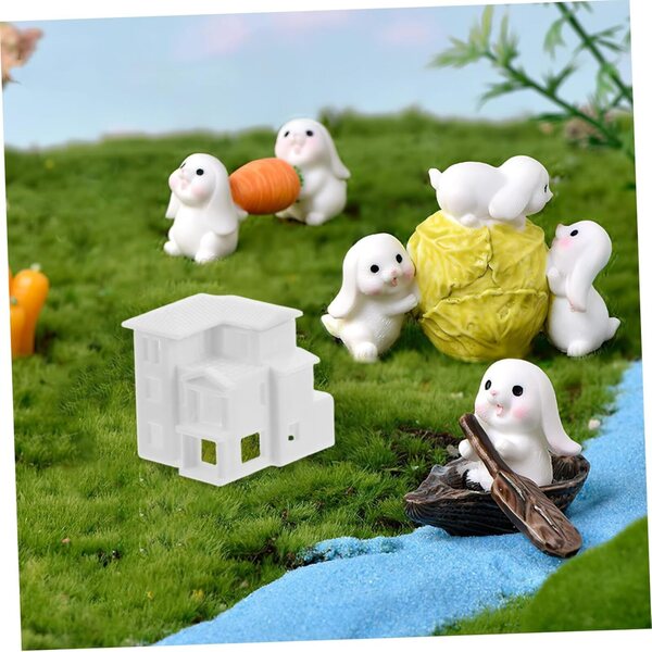Miniatura Villa Realistica in Plastica Bianco per Decorazioni e Sandpit 2,6x2,5 cm