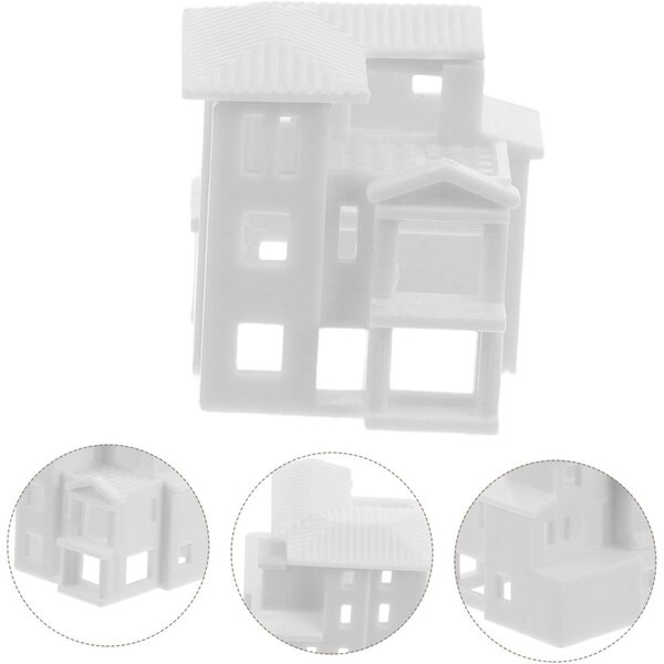 Miniatura Villa Realistica in Plastica Bianco per Decorazioni e Sandpit 2,6x2,5 cm
