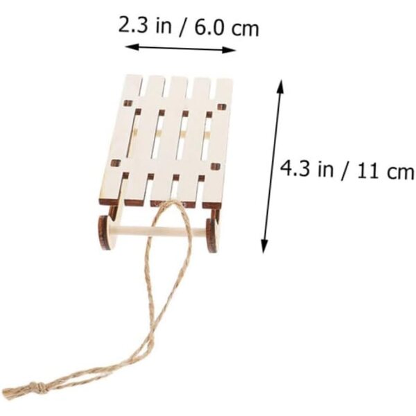 Set 6 Mini Slitte in Legno non Verniciate per Decorazioni Natalizie e Festive