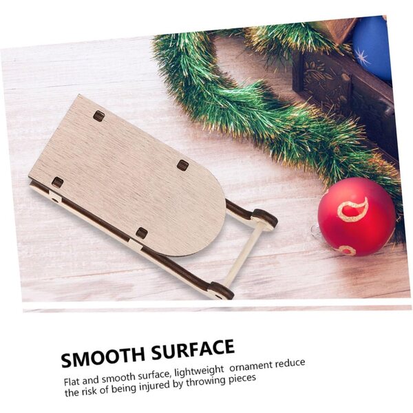 Set 6 Mini Slitte in Legno non Verniciate per Decorazioni Natalizie e Festive