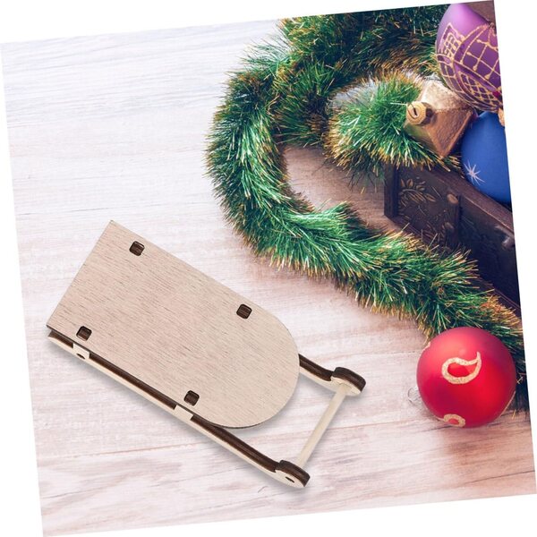 Set 6 Mini Slitte in Legno non Verniciate per Decorazioni Natalizie e Festive