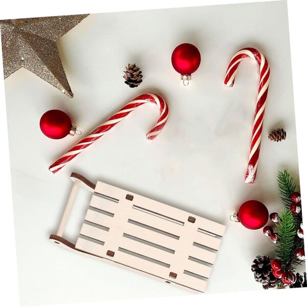 Set 6 Mini Slitte in Legno non Verniciate per Decorazioni Natalizie e Festive
