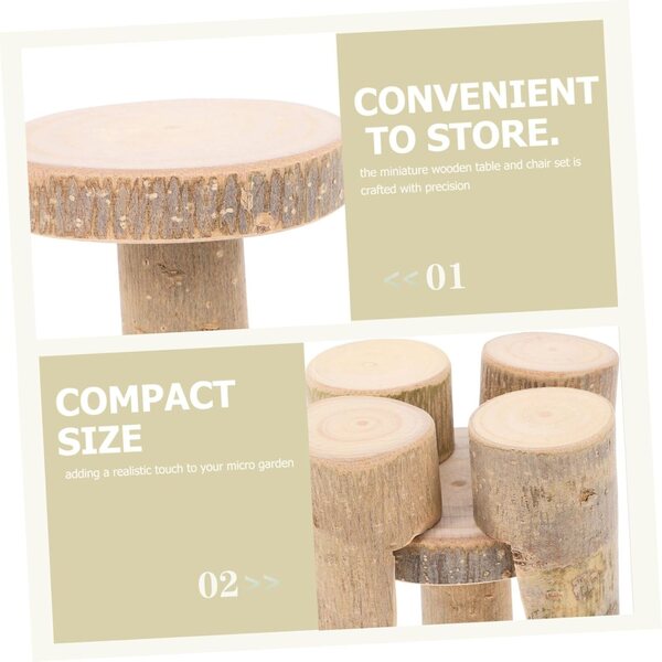 Set Miniatur Tavolo e Sedie in Legno per casa delle bambole e Paesaggi in Miniatura