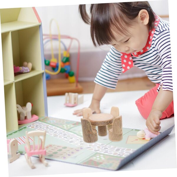 Set Miniatur Tavolo e Sedie in Legno per casa delle bambole e Paesaggi in Miniatura