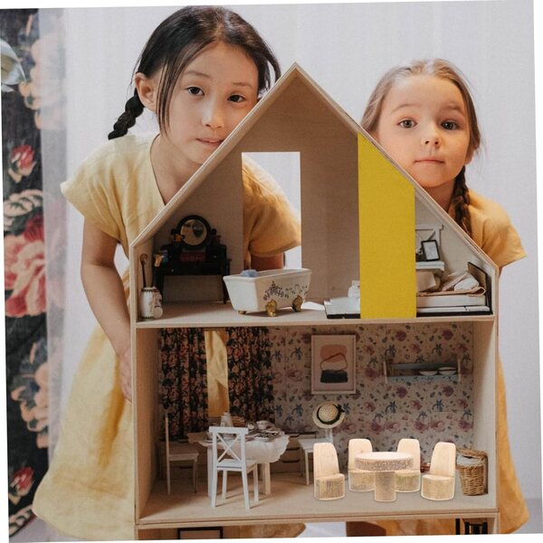 Set Miniatur Tavolo e Sedie in Legno per casa delle bambole e Paesaggi in Miniatura