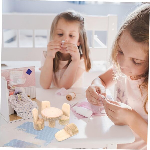 Set Miniatur Tavolo e Sedie in Legno per casa delle bambole e Paesaggi in Miniatura