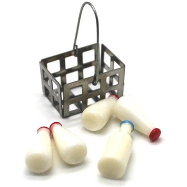 Set 5in1 Miniatur-Milchflaschen mit Korb für Miniaturküche und Esszimmer