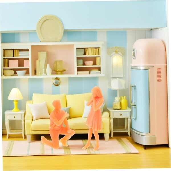 Miniaturfiguren Paar-Heiratsantrag für Puppenhaus 1:64 aus Kunstharz