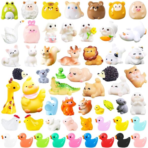 56 Mini Animali in Resina per Micro Giardini, Case delle Bambole e Decorazioni Varie