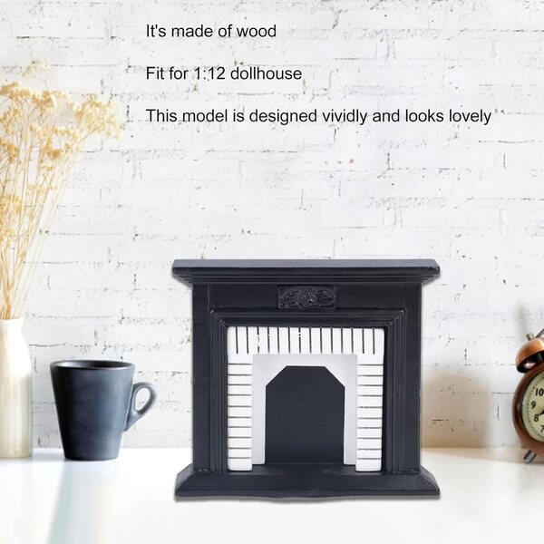 Caminetto Miniatura in Legno Vintage Bianco per Casa delle Bambole Scala 1:12