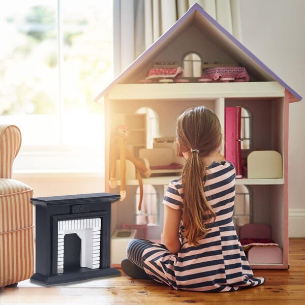 Caminetto Miniatura in Legno Vintage Bianco per Casa delle Bambole Scala 1:12