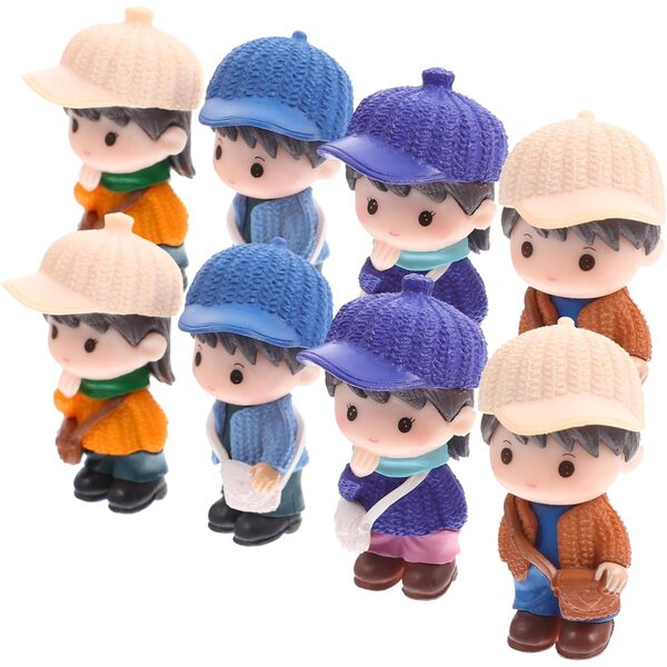 ibasnice 8 Miniature Figurine PVC Bambini per Decorazione Torte e Ambienti