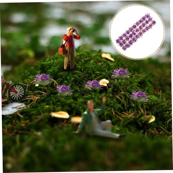 Ibasenice Bouquet di Fiori Artificiali Viola per Miniature e Modelli di Paesaggio