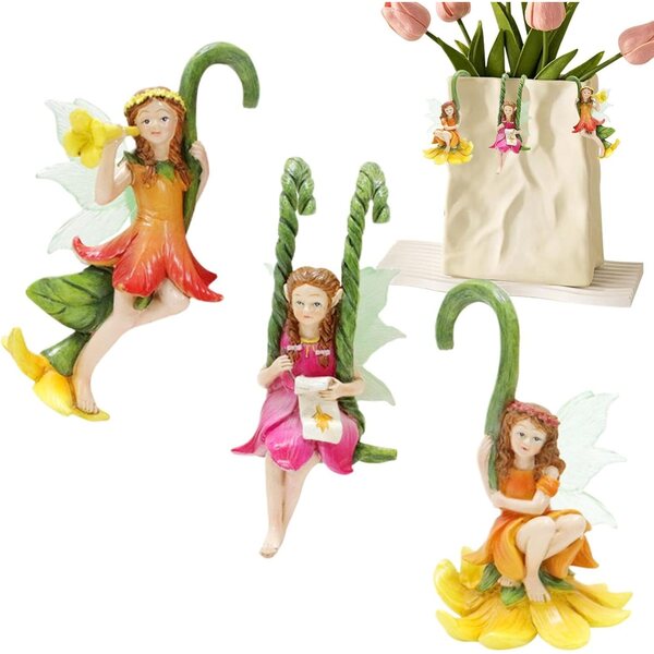 Miniatur-Feen aus Kunstharz für den Garten, Set mit 3 Ornamenten für die Außendekoration