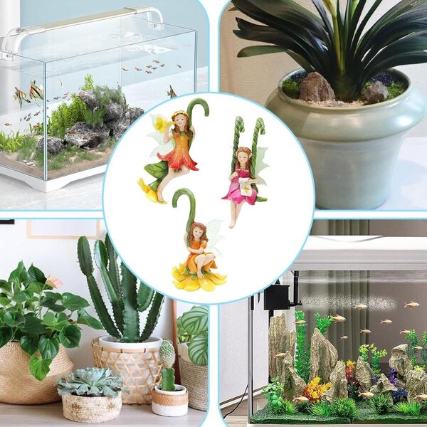 Miniatur-Feen aus Kunstharz für den Garten, Set mit 3 Ornamenten für die Außendekoration