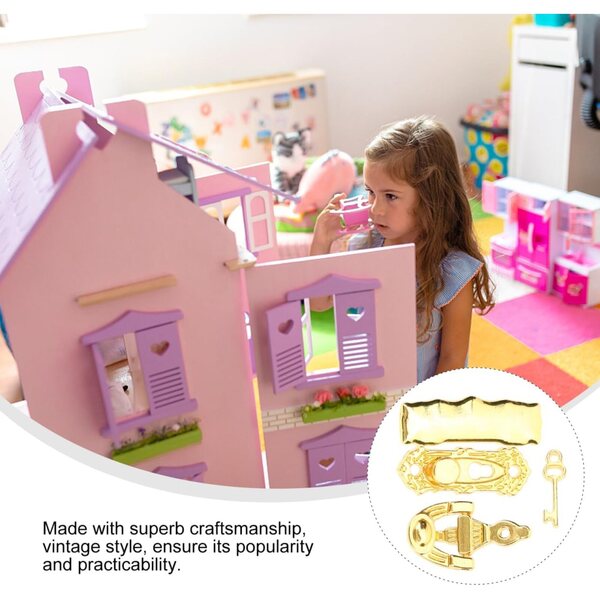 Miniatur-Türset mit Schloss, Türklopfer und Sensor – einzigartige Puppenhaus-Dekoration