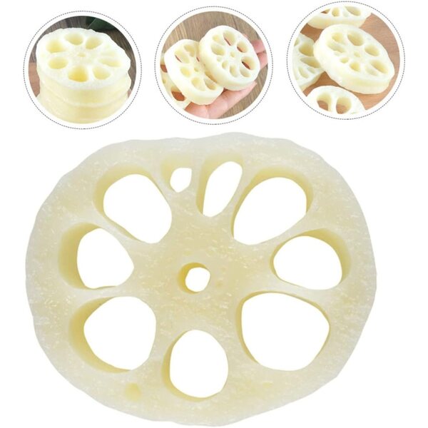 Set 4 Miniature Fette di Radice di Loto Realistiche per Decorazioni e Micro Paesaggi