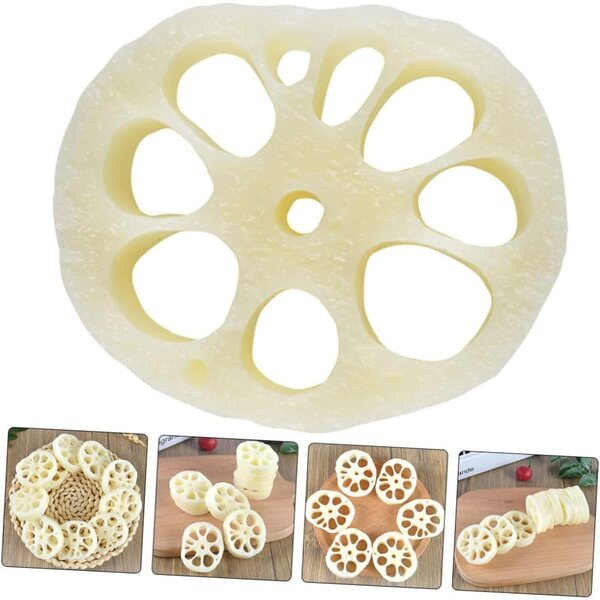 Set 4 Miniature Fette di Radice di Loto Realistiche per Decorazioni e Micro Paesaggi