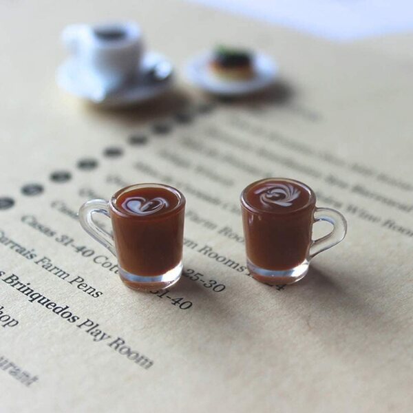 Miniatura tazza da caffè marrone per casa delle bambole decorazione realistica