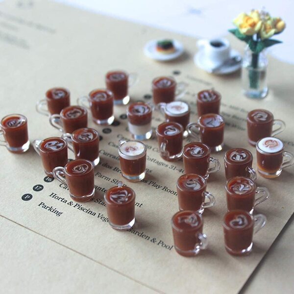 Miniatura tazza da caffè marrone per casa delle bambole decorazione realistica