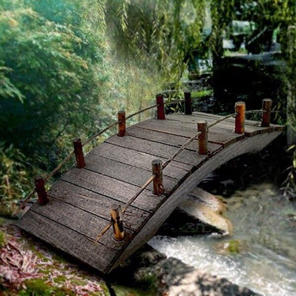 Mini-Holzbogenbrücke 14x5x4,5 cm für Gärten und Mikroumgebungen 1:12