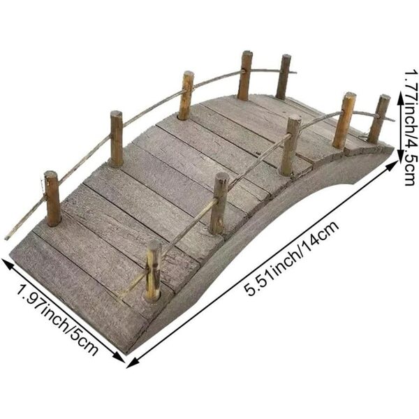 Mini-Holzbogenbrücke 14x5x4,5 cm für Gärten und Mikroumgebungen 1:12