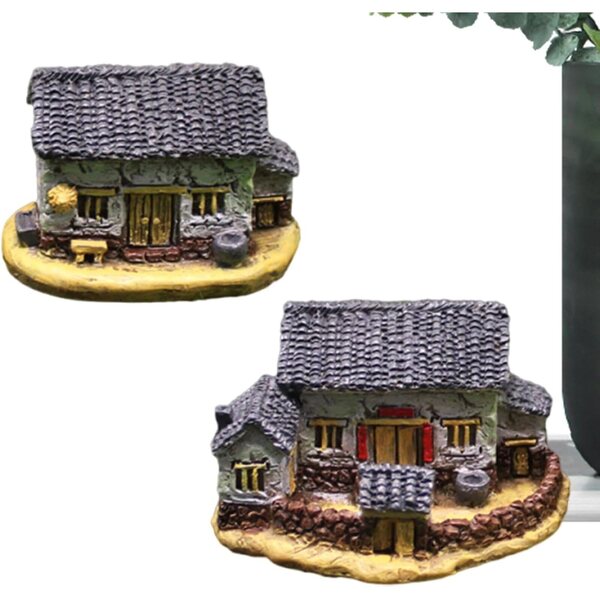 Ornamenti Casa in Resina Mini Bonsai 2 Pezzi, Decorazioni Rustiche per Interni ed Esterni