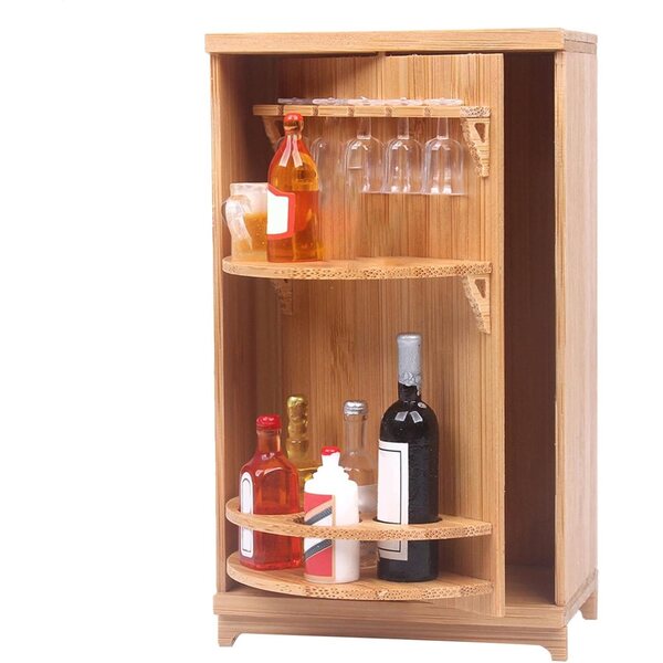 Miniatura Mobile Regalo per Casa delle Bambole Set Cantinetta Vino in Legno 12,5x7,5x4,5 cm