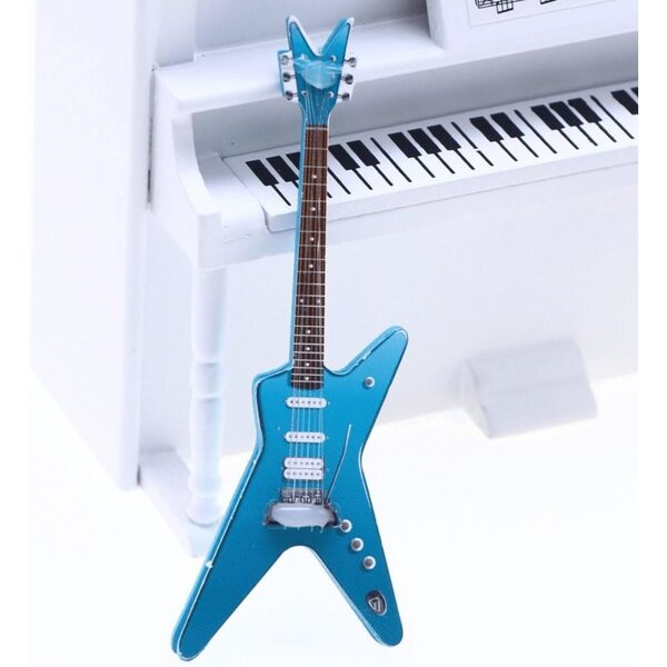 Set mit 4 Mini-E-Gitarren aus Holz für Puppenhaus-Dekoration und Mini-Musik