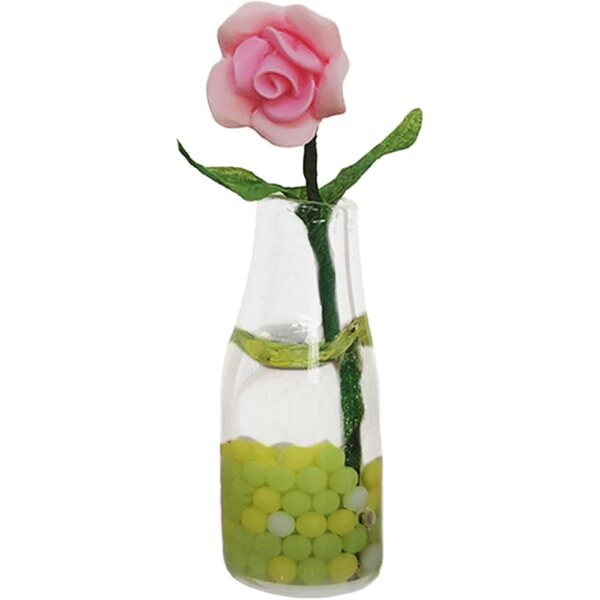 Miniatura Fiore con Vaso in Vetro per Casa delle Bambole 1:6 1:12 Decorazione