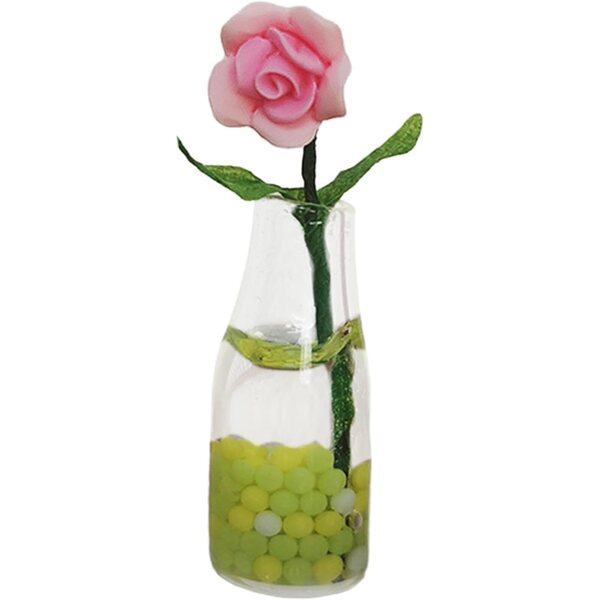Miniatura Fiore con Vaso in Vetro per Casa delle Bambole 1:6 1:12 Decorazione