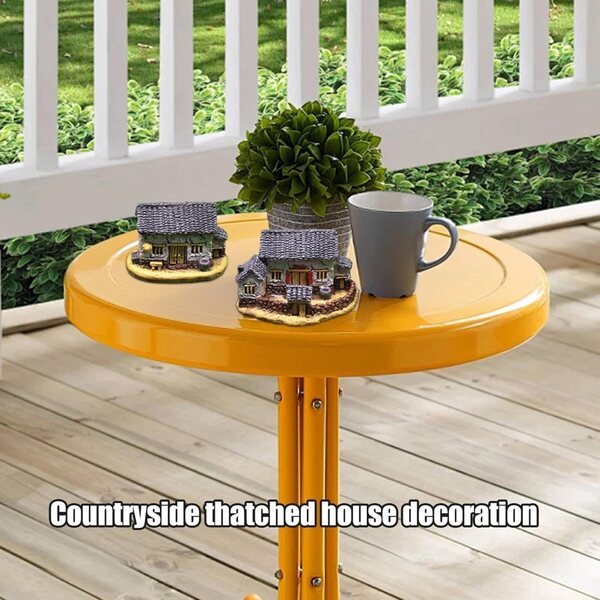 Ornamenti case in miniatura in resina con tetto di paglia, decorazioni per giardino e casa