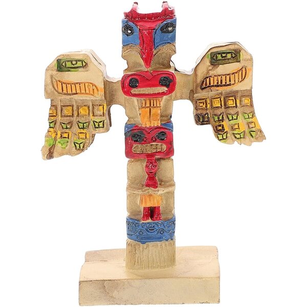 Gartendekoration aus Kunstharz mit buntem Stammes-Totem für den Außenbereich, 12 x 9 cm