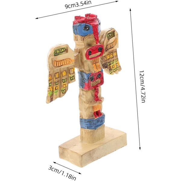 Gartendekoration aus Kunstharz mit buntem Stammes-Totem für den Außenbereich, 12 x 9 cm