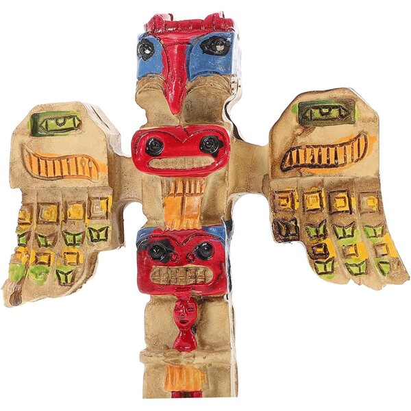 Gartendekoration aus Kunstharz mit buntem Stammes-Totem für den Außenbereich, 12 x 9 cm