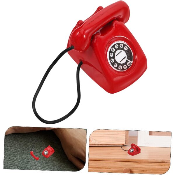 Retro-Miniaturtelefon aus Legierung für Puppenhäuser und Vintage-Accessoires