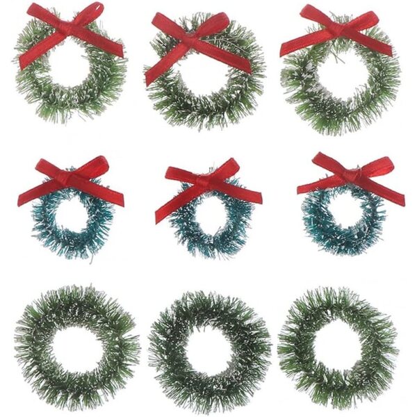 Mini ghirlande natalizie in sisal per casette delle bambole - 9 pezzi 2,5-3 cm