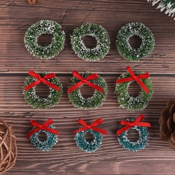 Mini ghirlande natalizie in sisal per casette delle bambole - 9 pezzi 2,5-3 cm