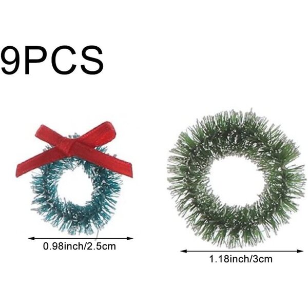 Mini ghirlande natalizie in sisal per casette delle bambole - 9 pezzi 2,5-3 cm