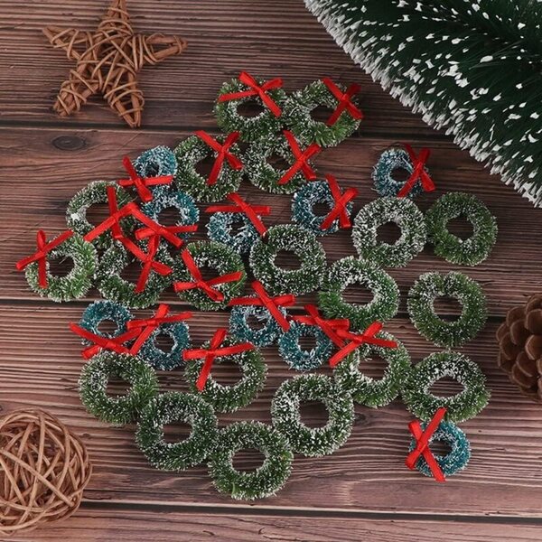 Mini ghirlande natalizie in sisal per casette delle bambole - 9 pezzi 2,5-3 cm