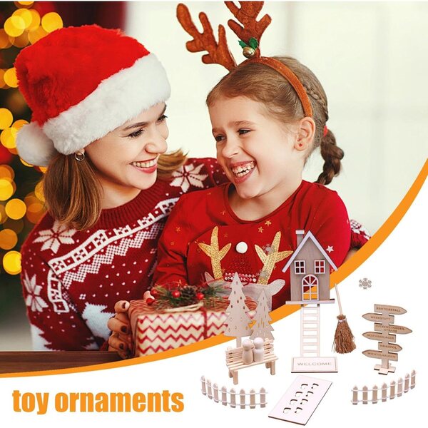 Decorazioni Natalizie Miniature in Legno per Casa delle Bambole - Set Festivo Realistico e Versatile