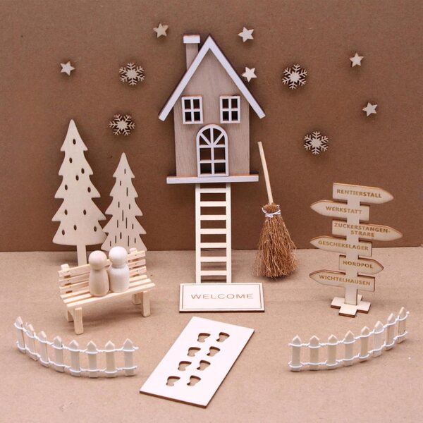 Decorazioni Natalizie Miniature in Legno per Casa delle Bambole - Set Festivo Realistico e Versatile