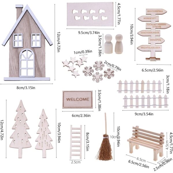 Decorazioni Natalizie Miniature in Legno per Casa delle Bambole - Set Festivo Realistico e Versatile