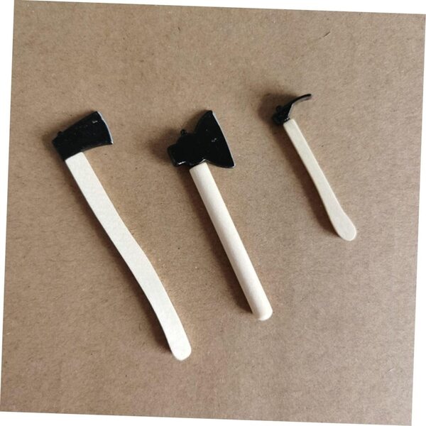 ibasnice Set 3 Mini Asce da Giardino in Lega e Legno per Miniature e Pupazzi
