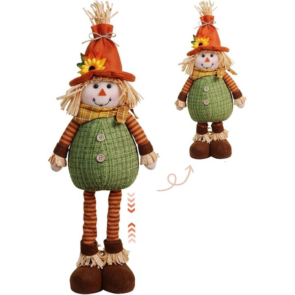Gcroet Puppa di Spaventapasseri Regolabile in Altezza con Cappello e Abiti Autunnali