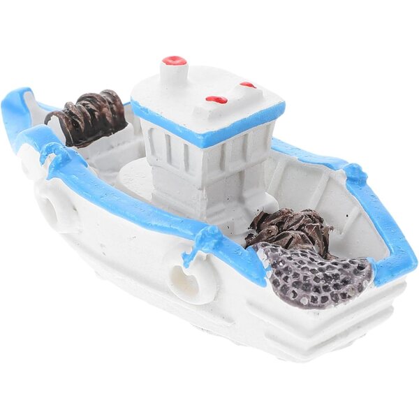 STOBAZA Miniatura Barca in Resina Mediterranea per Decorazioni Nautiche e Micro Paesaggi
