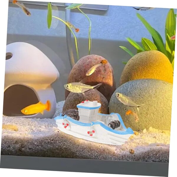 STOBAZA Miniatura Barca in Resina Mediterranea per Decorazioni Nautiche e Micro Paesaggi